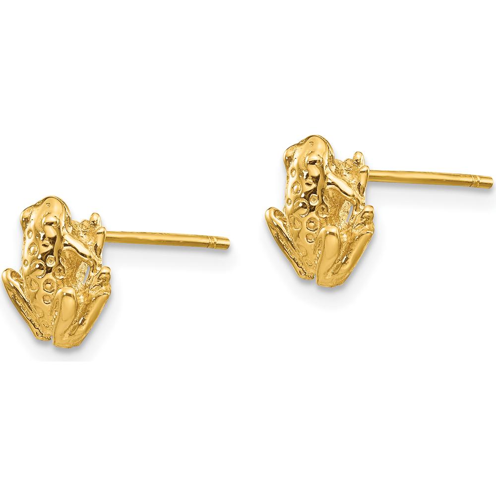 14K Yellow Gold Mini Frog Post Earrings by 0
