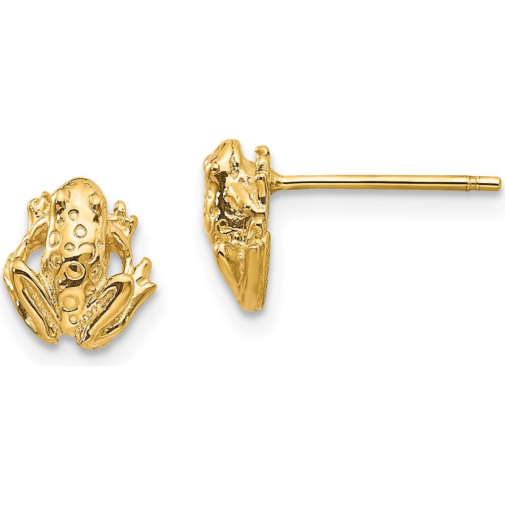14K Yellow Gold Mini Frog Post Earrings by 0