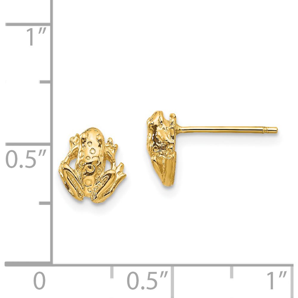 14K Yellow Gold Mini Frog Post Earrings by 0