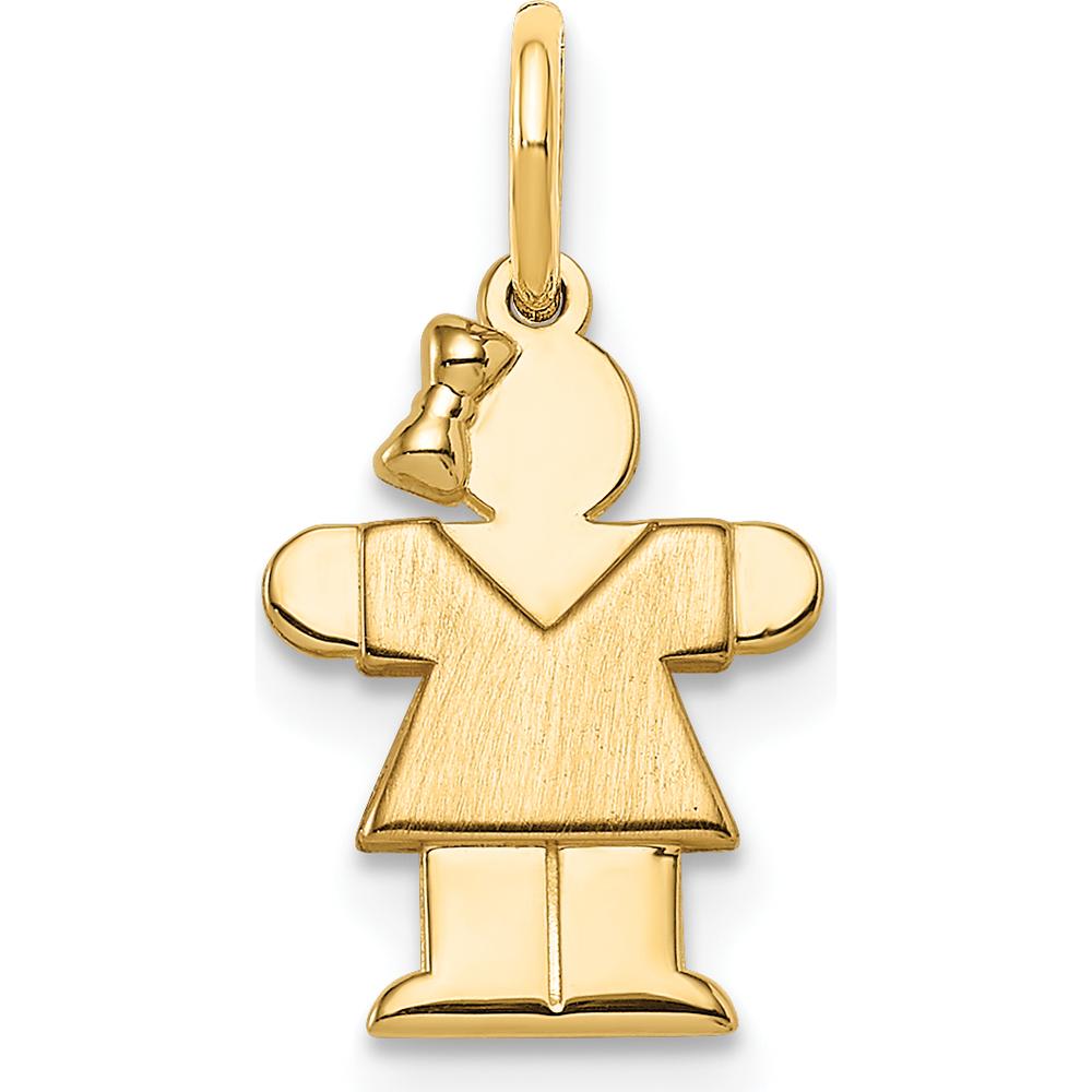 14K Yellow Gold Mini Girl Hugs Charm with Textured Back - 18mm Length by Oro Pregiato