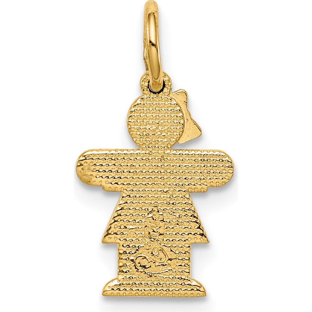 14K Yellow Gold Mini Girl Hugs Charm with Textured Back - 18mm Length by Oro Pregiato