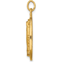 14K Yellow Gold Miraculous Medal Oval Pendant with Polished and Satin Finish - 27.7mm Length by Oro Pregiato