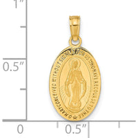 14K Yellow Gold Miraculous Medal Oval Pendant with Polished and Satin Finish by Oro Pregiato