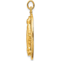 14K Yellow Gold Miraculous Medal Oval Pendant with Polished and Satin Finish by Oro Pregiato