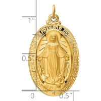 14K Yellow Gold Miraculous Medal Oval Pendant with Polished and Satin Finish by Oro Pregiato
