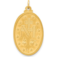 14K Yellow Gold Miraculous Medal Oval Pendant with Polished and Satin Finish by Oro Pregiato