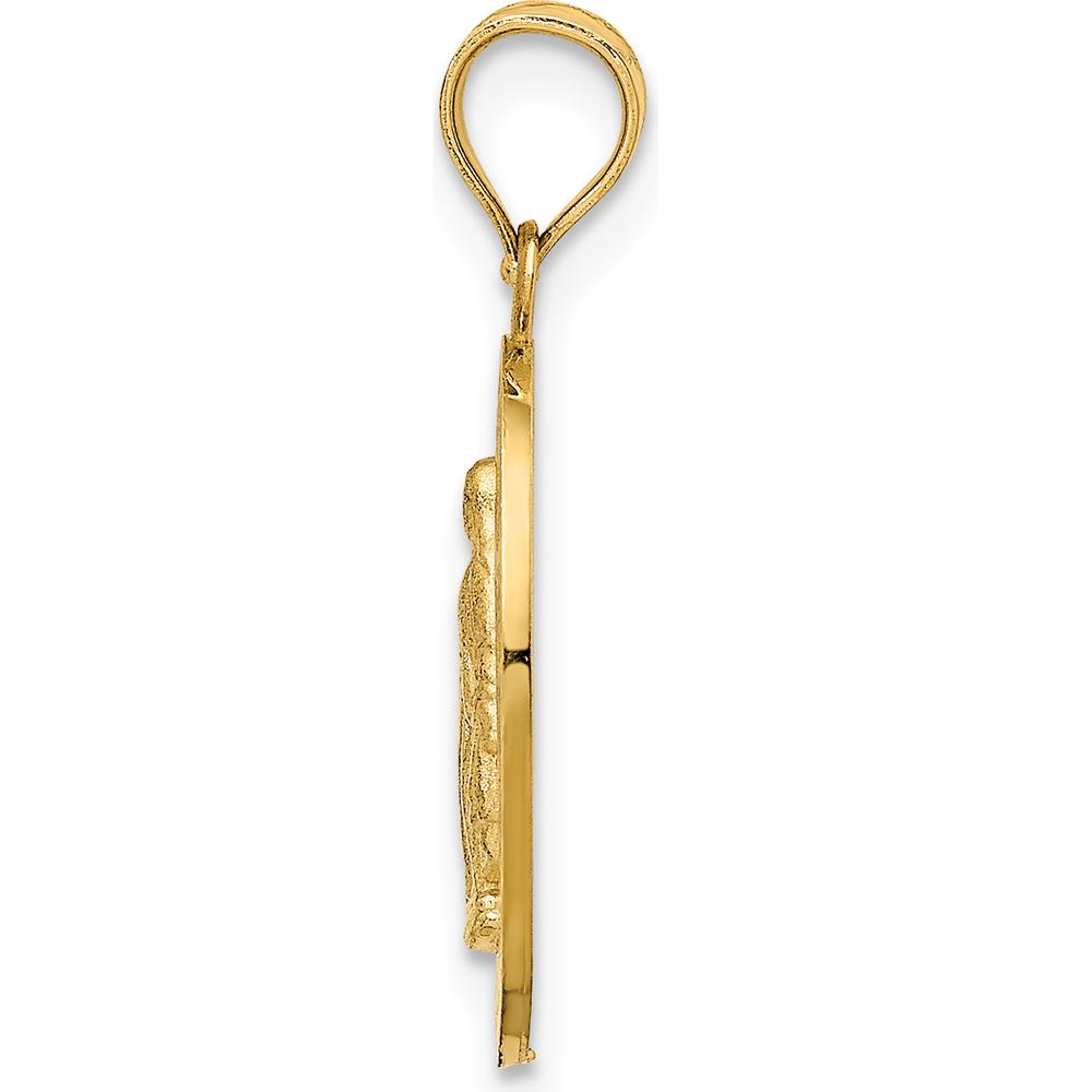 14K Yellow Gold Miraculous Medal Oval Pendant with Polished Satin Finish by Oro Pregiato
