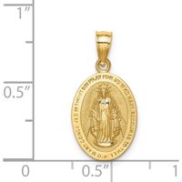14K Yellow Gold Miraculous Medal Oval Pendant with Polished Satin Finish by Oro Pregiato