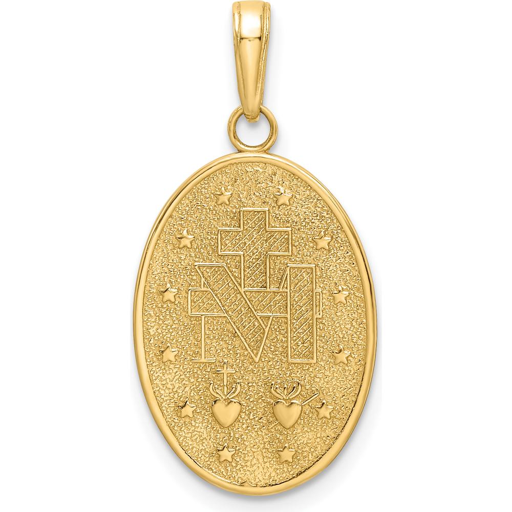14K Yellow Gold Miraculous Medal Oval Pendant with Red Enamel - Faithful Devotion Charm by Oro Pregiato