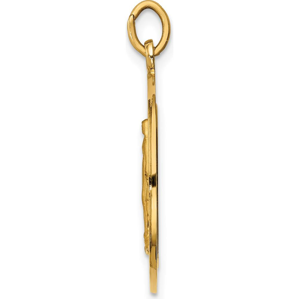 14K Yellow Gold Miraculous Medal Pendant with Polished and Satin Finish - 27mm x 20.25mm by Oro Pregiato
