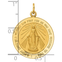 14K Yellow Gold Miraculous Medal Pendant with Polished and Satin Finish - 27mm x 20.25mm by Oro Pregiato