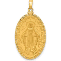 14K Yellow Gold Miraculous Medal Pendant with Polished and Satin Finish by Oro Pregiato