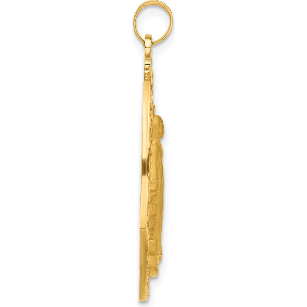 14K Yellow Gold Miraculous Medal Pendant with Polished and Satin Finish by Oro Pregiato