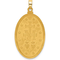 14K Yellow Gold Miraculous Medal Pendant with Polished and Satin Finish by Oro Pregiato