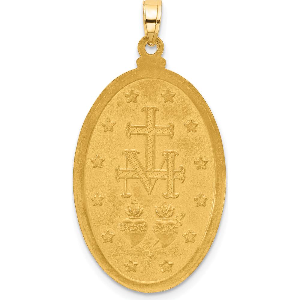 14K Yellow Gold Miraculous Medal Pendant with Polished and Satin Finish by Oro Pregiato