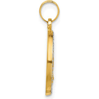 14K Yellow Gold Miraculous Medal Pendant with Rhodium Accents and Satin Finish - 21.3mm Length by Oro Pregiato