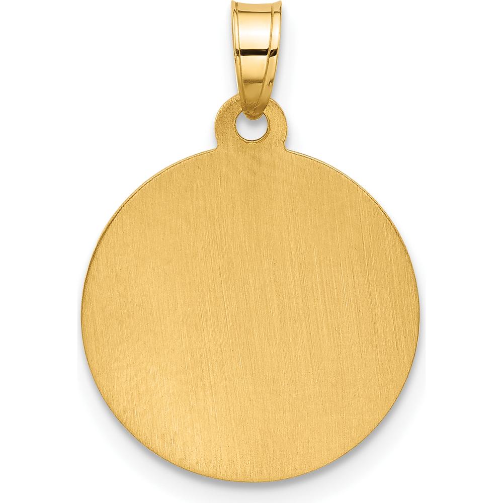 14K Yellow Gold Miraculous Medal Pendant with Rhodium Accents and Satin Finish - 21.3mm Length by Oro Pregiato