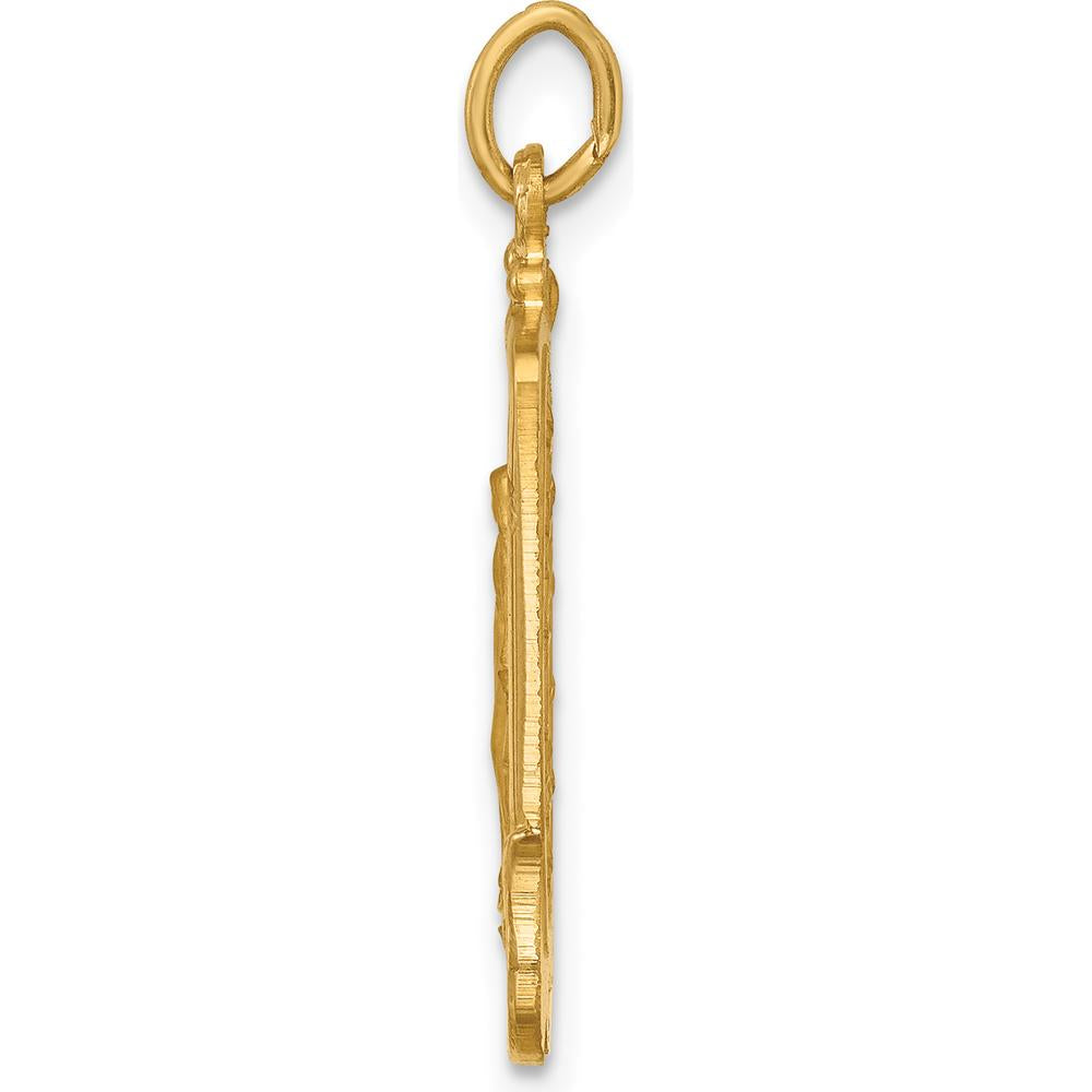 14K Yellow Gold Miraculous Medal Rectangular Pendant with Satin and Polished Finish - 26.15mm x 14.5mm by Oro Pregiato