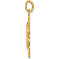 14K Yellow Gold Miraculous Medal Scalloped Edge Pendant - Faith Jewelry Charm by Oro Pregiato