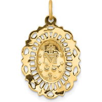 14K Yellow Gold Miraculous Medal Scalloped Edge Pendant - Faith Jewelry Charm by Oro Pregiato