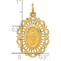 14K Yellow Gold Miraculous Medal Scalloped Edge Pendant - Faith Jewelry Charm by Oro Pregiato