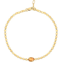 14K Yellow Gold Mirrored Chain Bracelet with 6x4mm Oval Citrine - 7.25” by Orozza Fine Jewelry