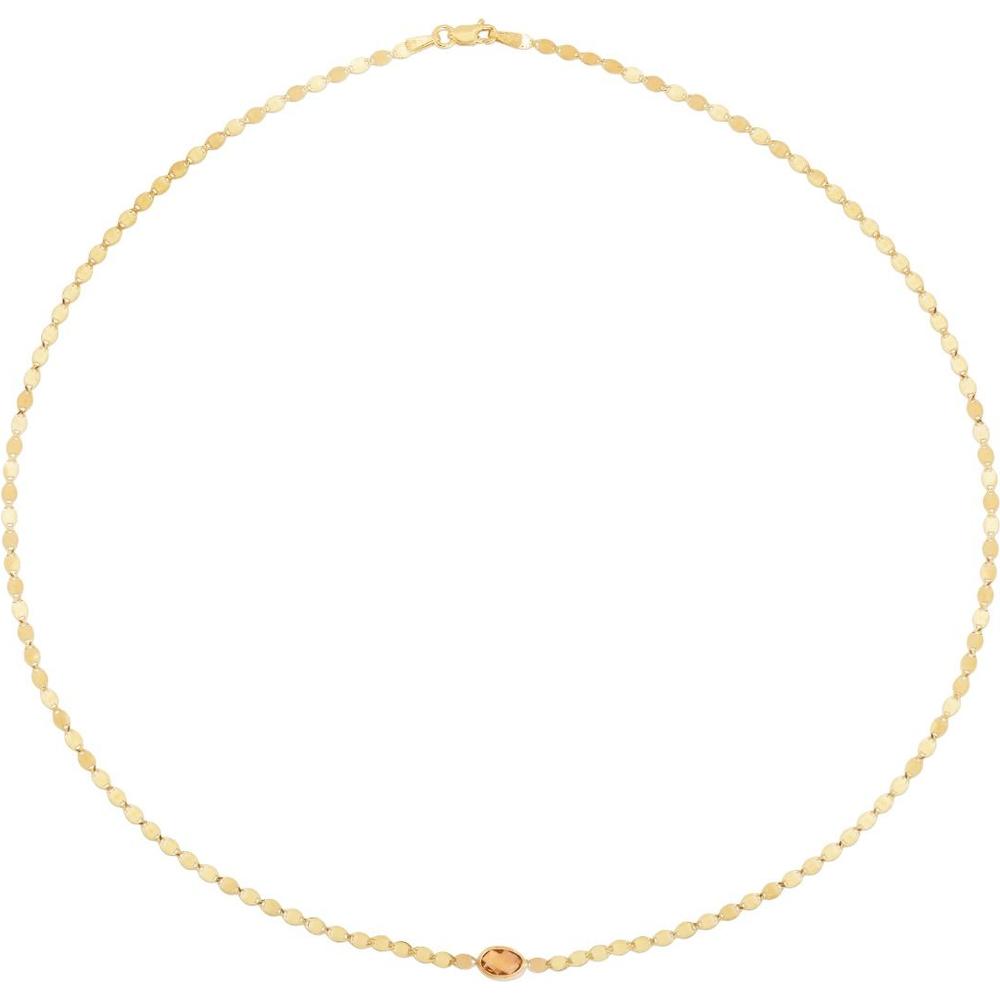 14K Yellow Gold Mirrored Chain Bracelet with 6x4mm Oval Citrine - 7.25” by Orozza Fine Jewelry