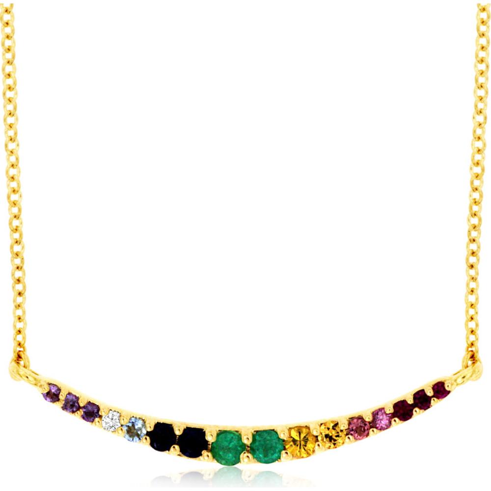 14K Yellow Gold Mixed Color Sapphire Necklace - 0.20 Carats Total Gemstone Weight