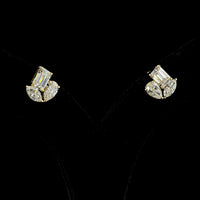 14K Yellow Gold Mixed Shape Cluster Stud Earrings with Emerald, Pear, and Marquise Lab Diamonds - 3.78 Carats Total Diamond Weight - Covaloro Fine Jewelry
