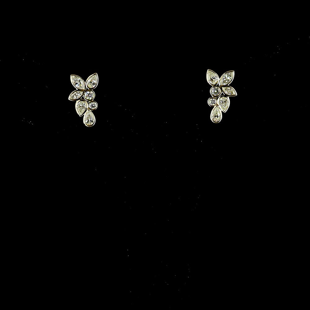14K Yellow Gold Mixed Shape Diamond Crawler Earrings with Bezel Set Marquise, Pear, and Round Lab Diamonds - 1.08 Carat Total Weight - Covaloro Fine Jewelry