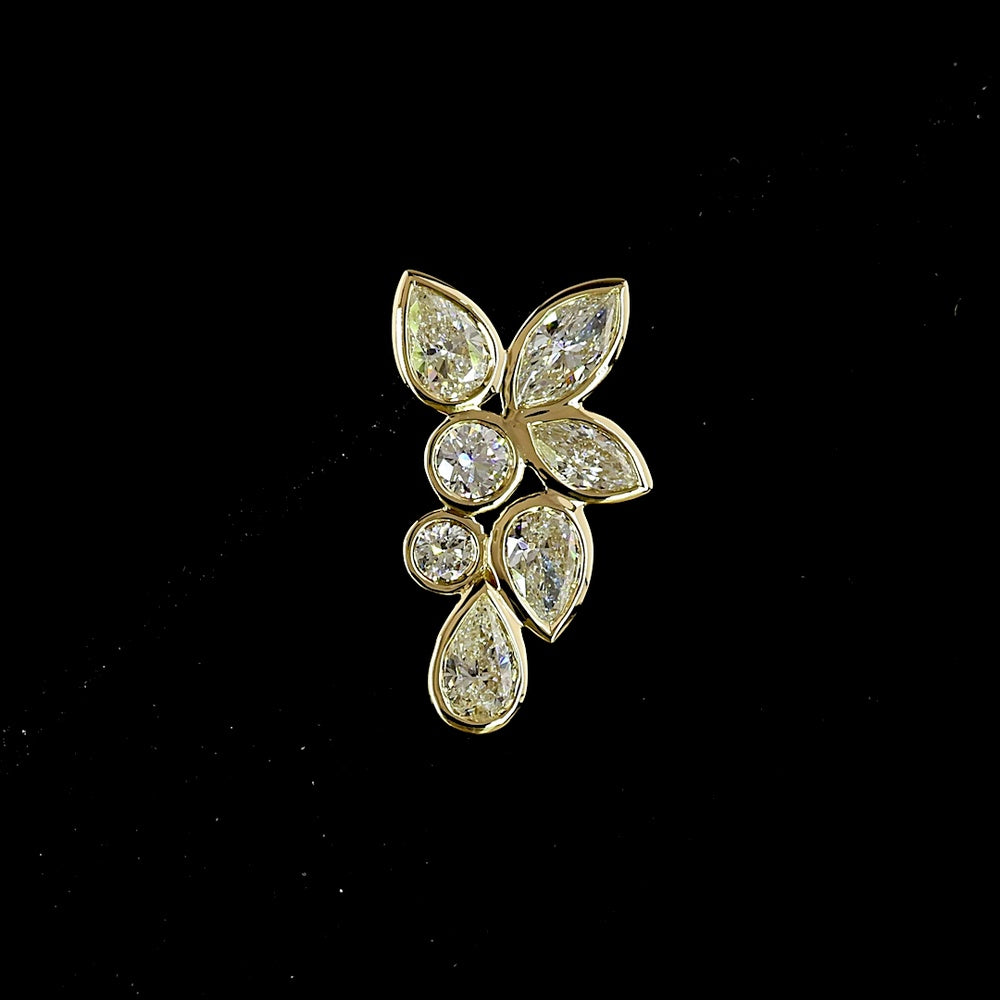 14K Yellow Gold Mixed Shape Diamond Crawler Earrings with Bezel Set Marquise, Pear, and Round Lab Diamonds - 1.08 Carat Total Weight - Covaloro Fine Jewelry