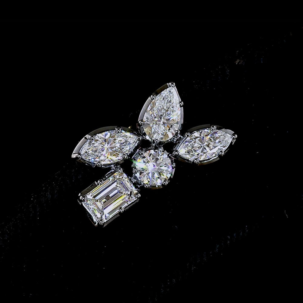 14K Yellow Gold Mixed Shape Diamond Crawler Earrings with Emerald, Pear, and Marquise Lab Diamonds - 2.38 Carats Total Diamond Weight - Covaloro Fine Jewelry