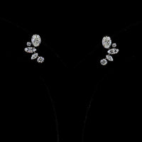 14K Yellow Gold Mixed Shape Diamond Crawler Earrings with Marquise and Oval Lab-Grown Stones - 1.85 Carats Total Diamond Weight - Covaloro Fine Jewelry