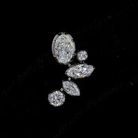 14K Yellow Gold Mixed Shape Diamond Crawler Earrings with Marquise and Oval Lab-Grown Stones - 1.85 Carats Total Diamond Weight - Covaloro Fine Jewelry