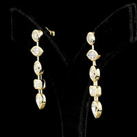 14K Yellow Gold Mixed Shape Drop Earrings with Bezel Set Lab Grown Diamonds - 5.16 Carat Total Weight (Round, Marquise, Oval, Emerald & Pear) - Covaloro Fine Jewelry