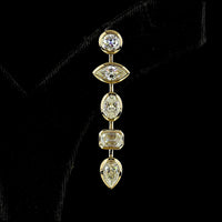 14K Yellow Gold Mixed Shape Drop Earrings with Bezel Set Lab Grown Diamonds - 5.16 Carat Total Weight (Round, Marquise, Oval, Emerald & Pear) - Covaloro Fine Jewelry