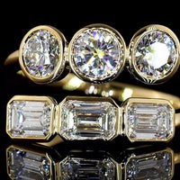 14K Yellow Gold Mixed Shape Eternity Band with Bezel Set Emerald Cut and Brilliant Cut Lab Diamonds - 1.78 Carats Total Diamond Weight - Covaloro Fine Jewelry