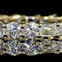 14K Yellow Gold Mixed Shape Eternity Band with East-West Emerald Cut and Brilliant Cut Lab Diamonds - 1.87 Carats Total Diamond Weight - Covaloro Fine Jewelry
