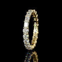 14K Yellow Gold Mixed Shape Eternity Band with East-West Emerald Cut and Brilliant Cut Lab Diamonds - 1.87 Carats Total Diamond Weight - Covaloro Fine Jewelry