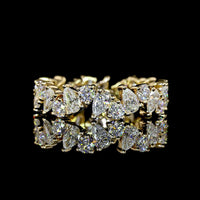 14K Yellow Gold Mixed Shape Eternity Band with Pear and Round Lab Diamonds - 2.38 Carats Total Diamond Weight - Covaloro Fine Jewelry
