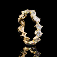 14K Yellow Gold Mixed Shape Eternity Band with Pear, Marquise, Emerald, and Oval Lab Diamonds - 3.03 Carats Total Diamond Weight - Covaloro Fine Jewelry