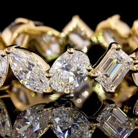 14K Yellow Gold Mixed Shape Eternity Band with Pear, Marquise, Emerald, and Oval Lab Diamonds - 3.03 Carats Total Diamond Weight - Covaloro Fine Jewelry