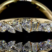 14K Yellow Gold Mixed Shape Eternity Band with Princess, Pear, and Round Brilliant Lab Diamonds - 0.92 Carats Total Diamond Weight - Covaloro Fine Jewelry