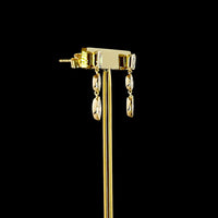 14K Yellow Gold Mixed Shape Hanging Earrings with Bezel Set Emerald, Oval, and Marquise Cut Lab Diamonds - 1.56 Carats Total Diamond Weight - Covaloro Fine Jewelry