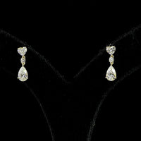 14K Yellow Gold Mixed Shape Hanging Earrings with Heart, Round, and Pear Lab Diamonds - 1.64 Carat Total Diamond Weight (Select Stones) / 3.28 Carat Total Diamond Weight (All Stones) - Covaloro Fine Jewelry
