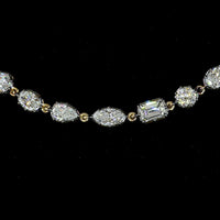 14K Yellow Gold Mixed Shape Lab Diamond Station Necklace featuring Emerald, Marquise, Oval, and Pear Cuts in Bezel and Prong Settings - 10.33 Total Carat Weight - Covaloro Fine Jewelry