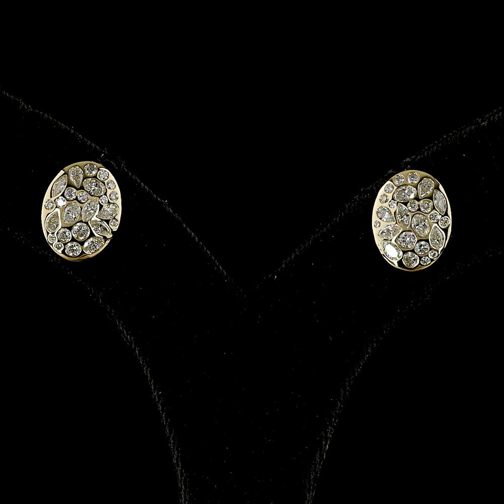 14K Yellow Gold Mixed Shape Lab Diamond Stud Earrings with Flush Setting - 1.42 Carat Total Weight, E-F Color, VS1 Clarity - Covaloro Fine Jewelry