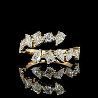 14K Yellow Gold Mixed Shape Special Eternity Band with Inclined Prong Set Lab Diamonds - 1.75 Carats Total Diamond Weight - Covaloro Fine Jewelry