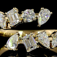 14K Yellow Gold Mixed Shape Special Eternity Band with Inclined Prong Set Lab Diamonds - 1.75 Carats Total Diamond Weight - Covaloro Fine Jewelry