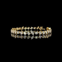 14K Yellow Gold Mixed Shape Station Bracelet with 7.24 Carats Lab-Grown Diamonds (Round, Emerald & Oval Cuts) - E-F VS2 Clarity - Covaloro Fine Jewelry